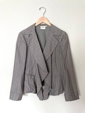 PURE DKNY Cotton Striped Gray Jacket Fully Lined